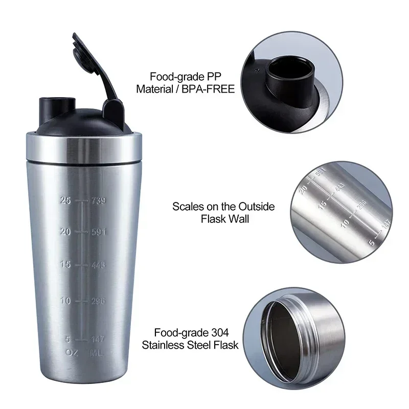 Stainless Steel Protein Shaker - Nutrition Sports Fitness reseña y precio