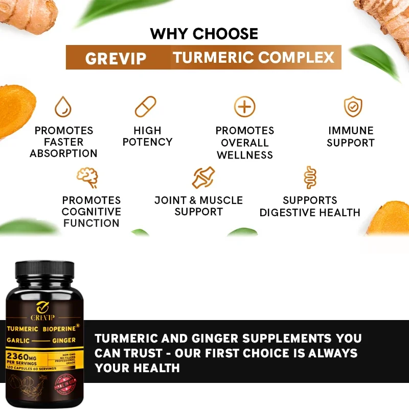4-in-1 Turmeric Ginger Supplem - Turmeric Curcumin Capsule reseña y precio