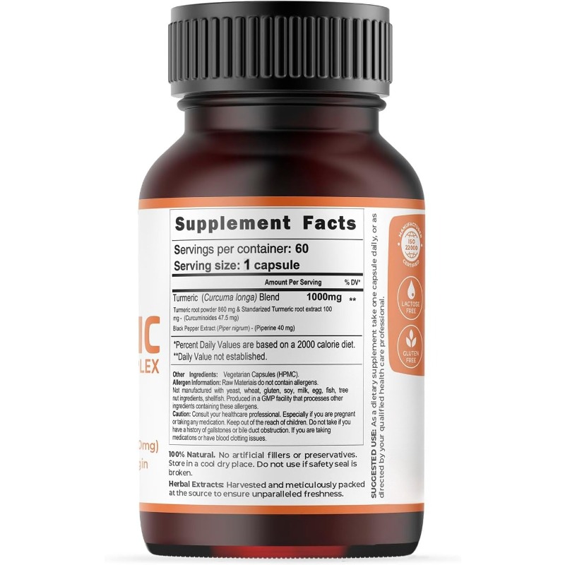 Turmeric Capsules 1000mg Conta - Turmeric Curcumin Capsule reseña y precio
