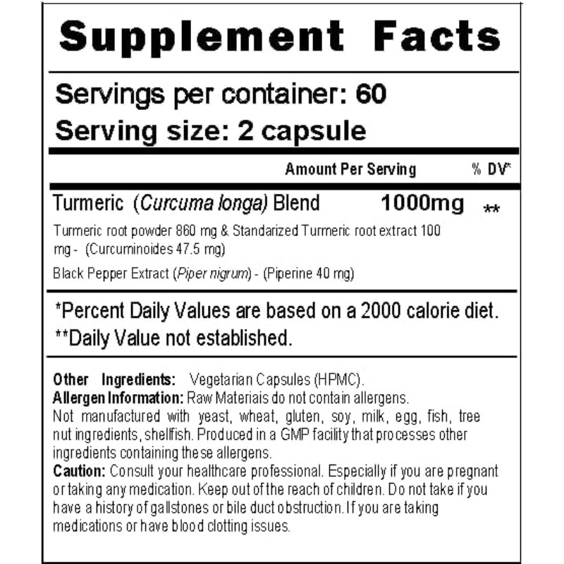 Turmeric Capsules 1000mg Conta - Turmeric Curcumin Capsule reseña y precio