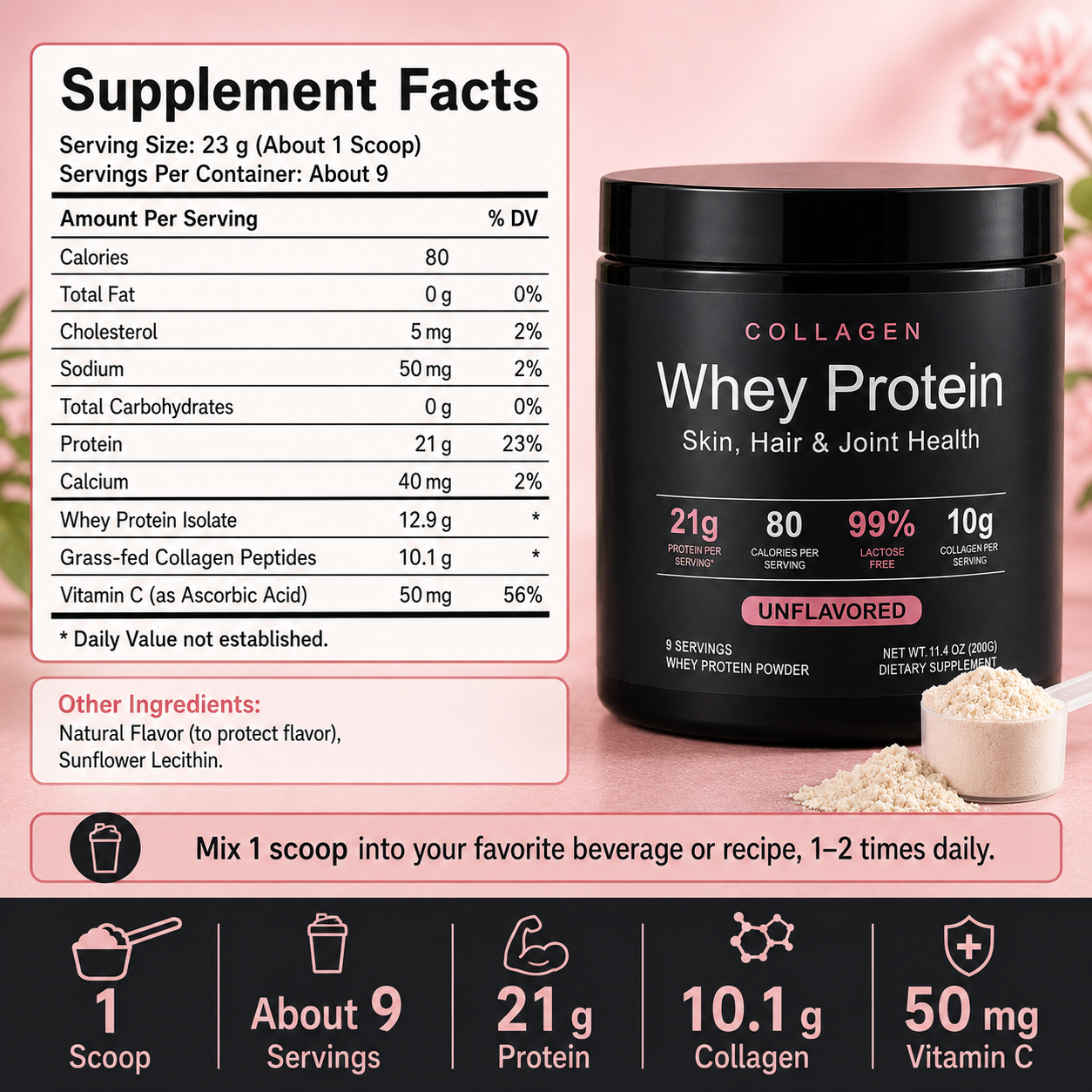 Collagen Whey Protein Powder 2 - Fitness Nutrition Whey Protein reseña y precio