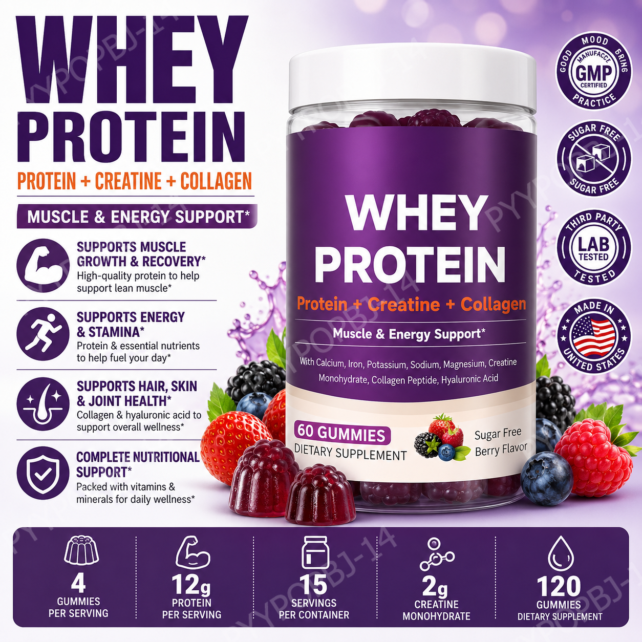 Protein Gummies with Whey Crea - Fitness Nutrition Whey Protein reseña y precio