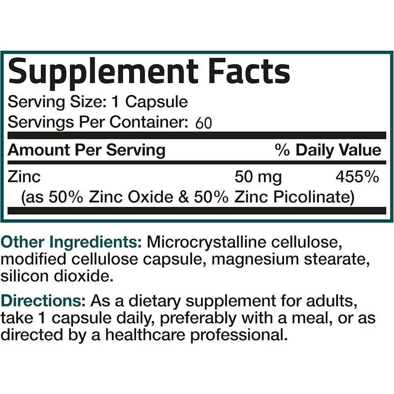 Zinc 50mg Complex High-perform - Zinc Supplement 50Mg reseña y precio